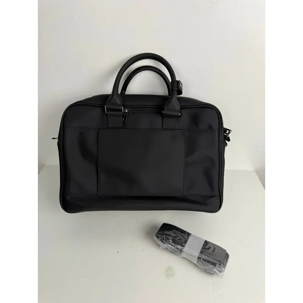 Oak & Rove Alto Briefcase Black Dual Compartment Strap Nylon Leather Trim